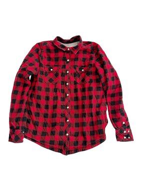 Women's Fleece Lined Red & Black Buffalo Plaid Flannel Shirt Jacket Shacket